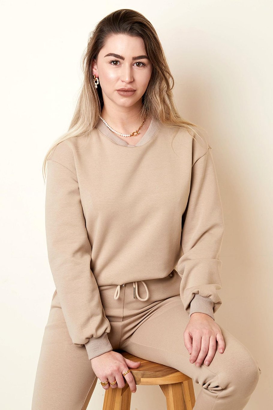 Suéter cómodo estilo casual Beige S Imagen5